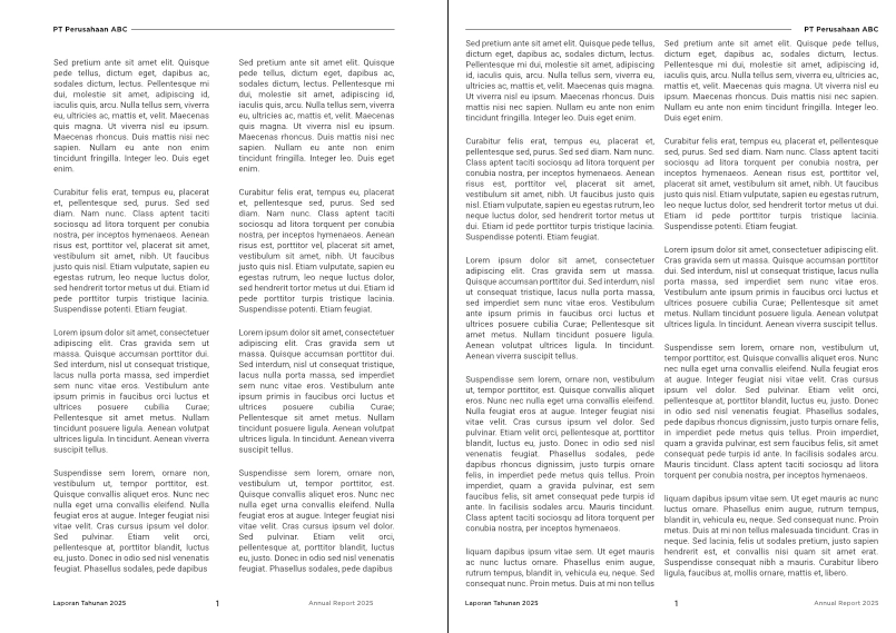 Perbandingan jarak antara kolom dengan objek lain dalam desain annual report