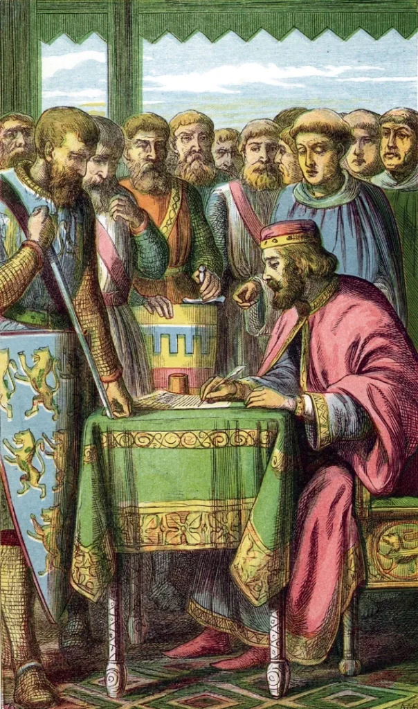 King John menyetujui Magna Carta pada 15 Juni 1215 di Runnymede, Inggris. Sumber: britannica.com
