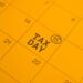 Calendar page highlighting TAX DAY on the 15th with a circled 15 mark in a yellow page theme.